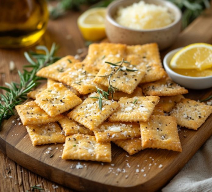 Galletas saladas de parmesano, romero y limón