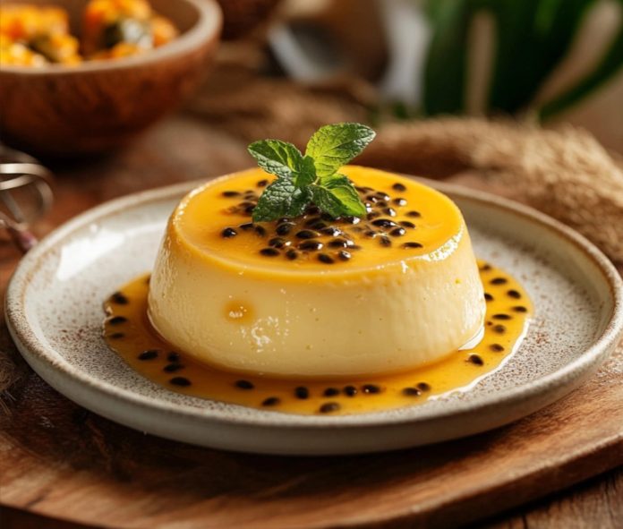 Flan de coco y maracuyá